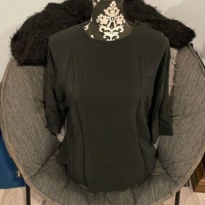 JORDAN NEW YORK Black 100% Silk 3/4 Silk Blouse Size 9/10